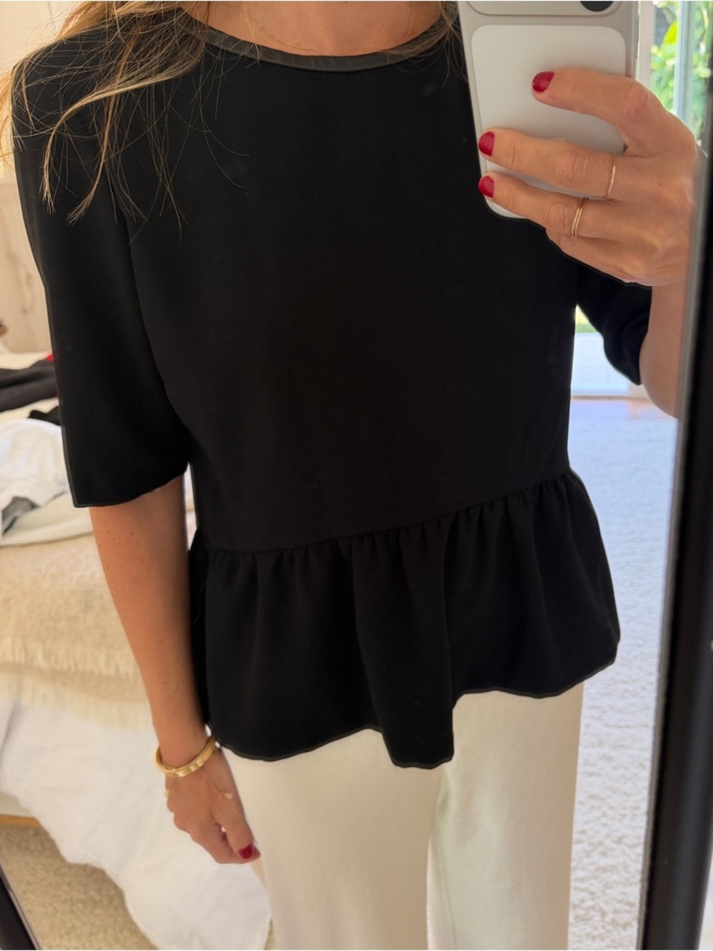 Sandro Black Short-Sleeve Peplum Top - Women